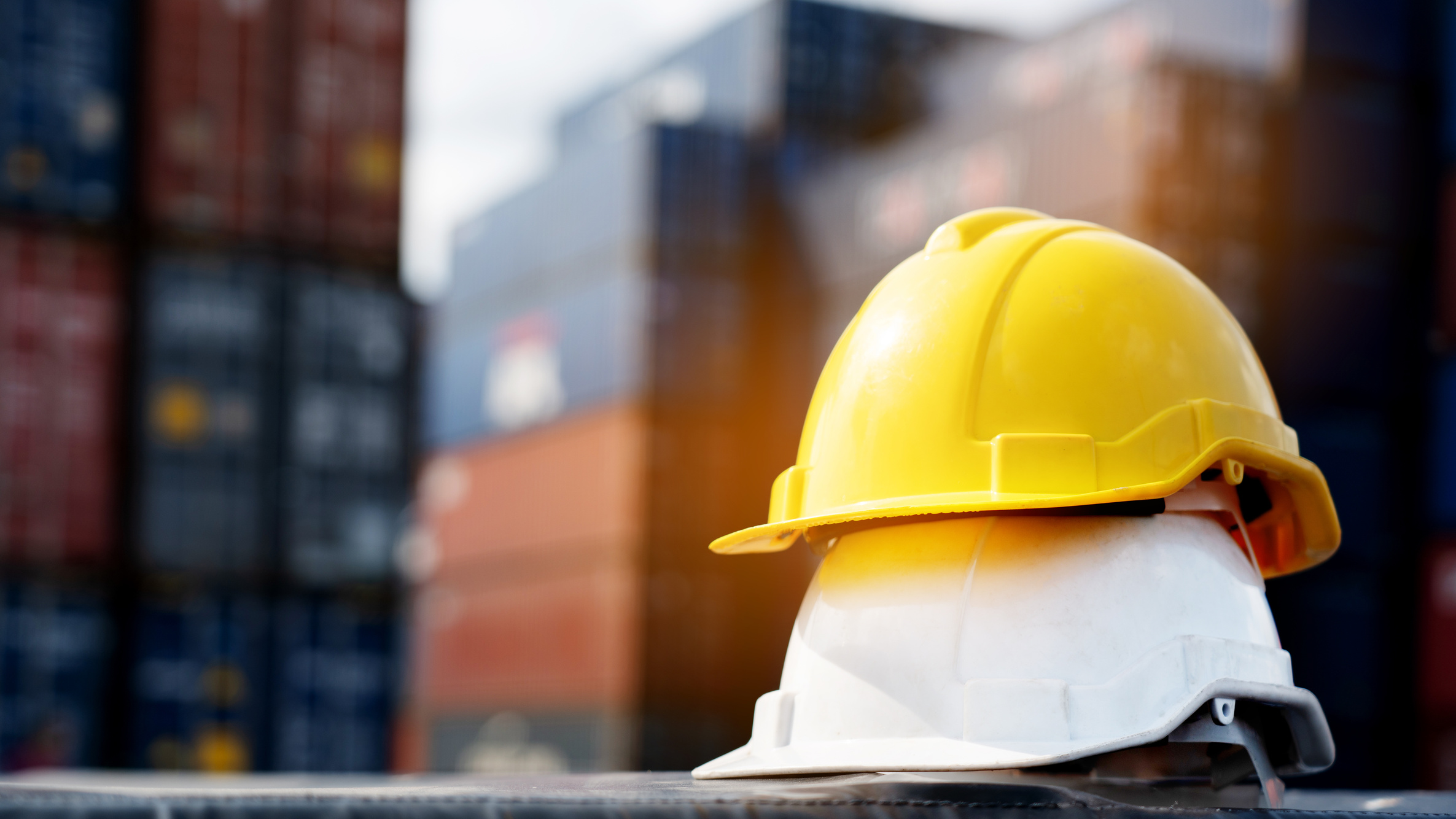 Multicolored Safety Construction Worker Hats. 